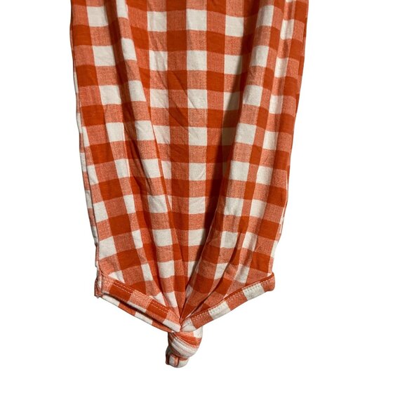 Orange & White Gingham Baby Sleeper Gown 0-3M By Angel Dear Bamboo Viscose - Picture 4 of 7